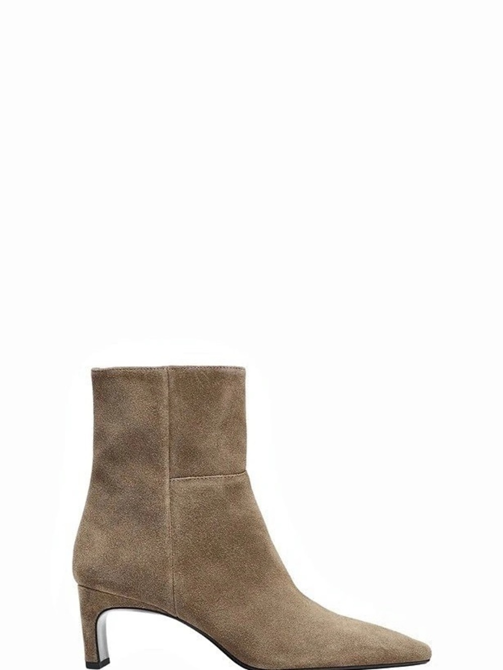 Zara Split Leather Kitten Heel Ankle Boots Brown